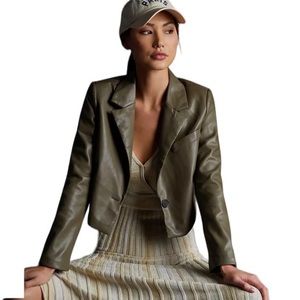 New Women’s faux leather jacket/ top/ blazer olive green philosophy size 8/S-M